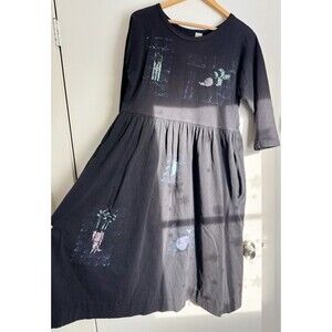 Kiwi Sport Green Black Maxi Dress L Painted Veggies Graphic Cottage 90s Garden